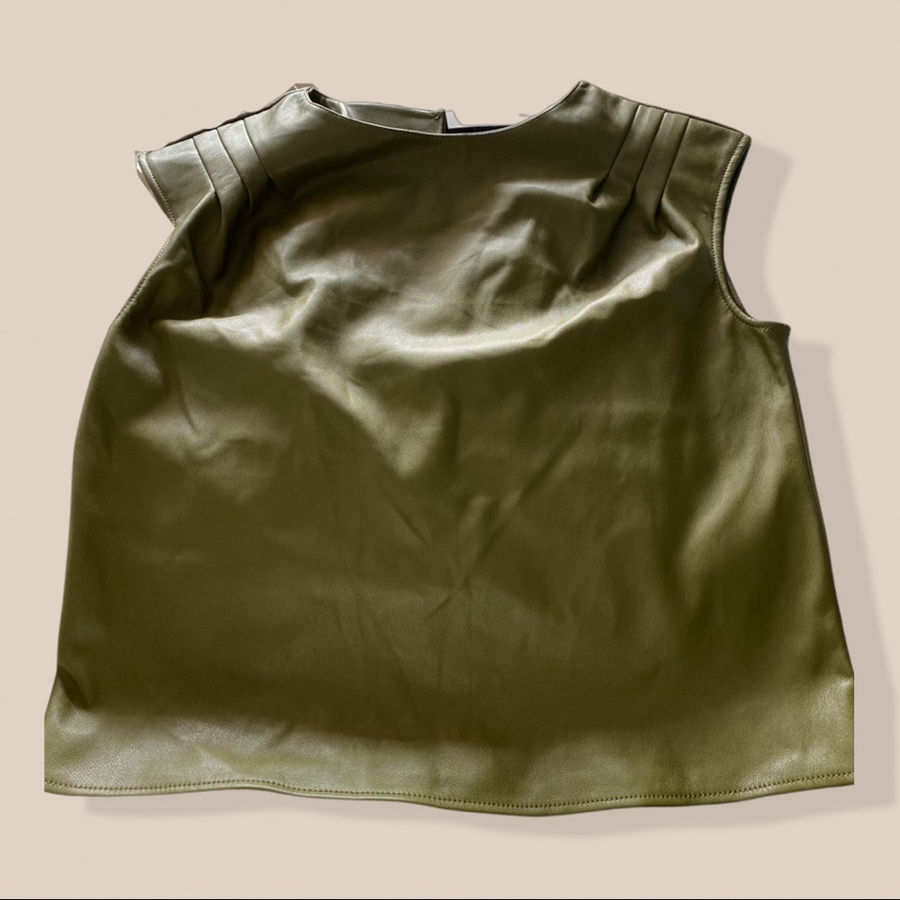 Leather Olive Top